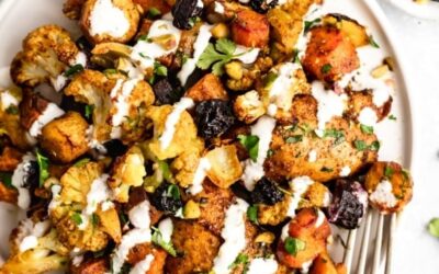 Sheet Pan Moroccan-Spiced Chicken with Sweet Potatoes & Cauliflower