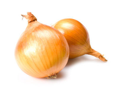 fresh gold onions on white clipping path included